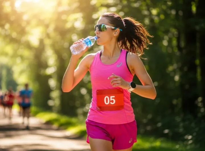 running with a bottle of water