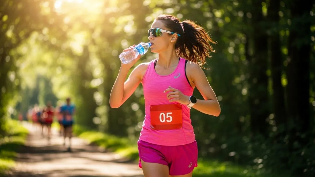 running with a bottle of water