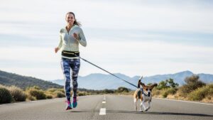 running with dog lead